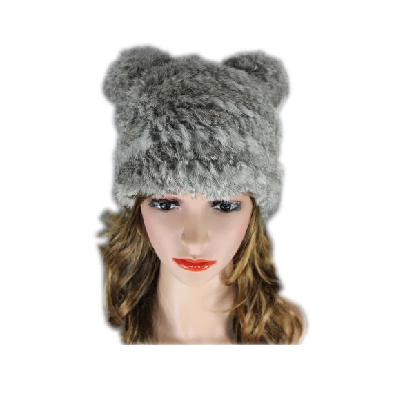 

Free Shipping Genuine Knit Rabbit Fur Hat Nature Rabbit fur Cap Headgear Headdress Various Fashion Women