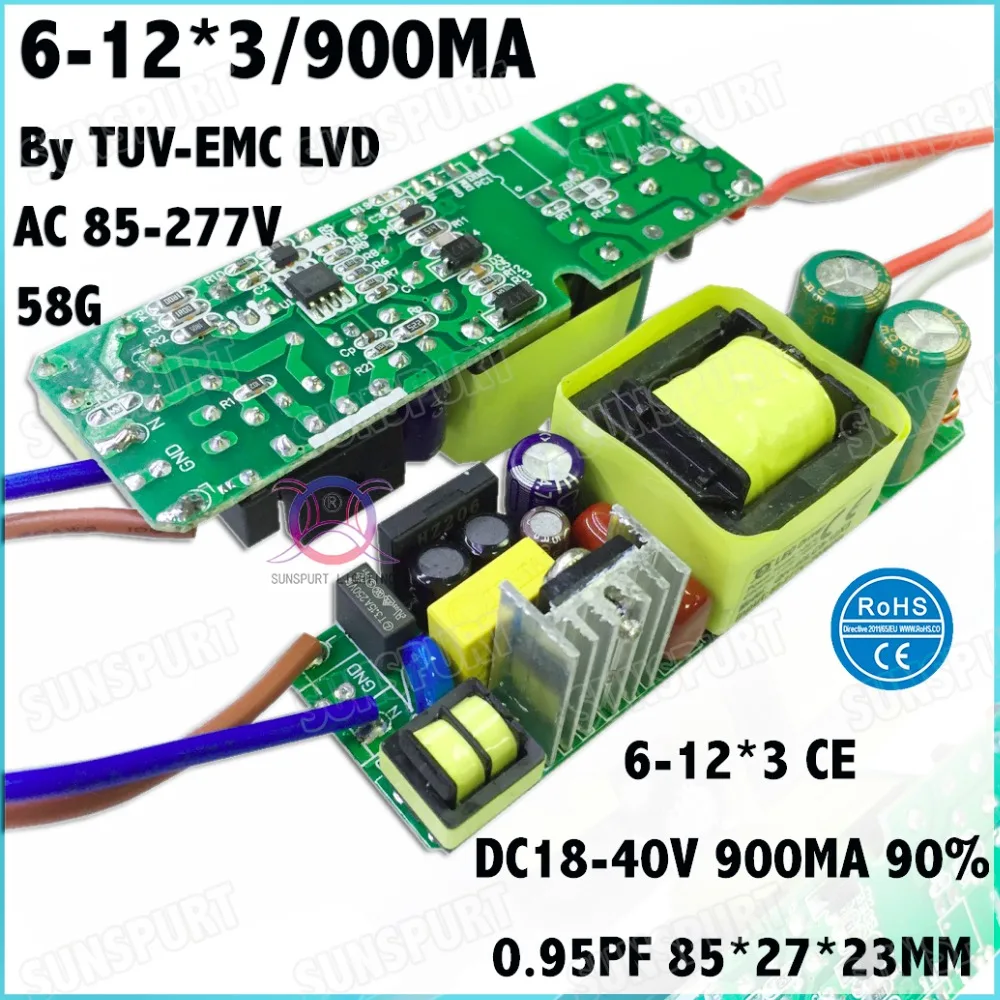 por tuv emc 612cx3b lvd 40 w ac85277v led driver 900ma dc1840v corrente constante led de alimentacao para lampada led lampada pcs 01