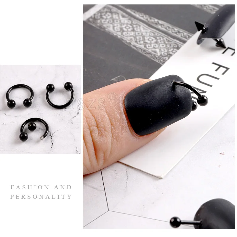 nagelpiercing 10 Stks/partij Ontwerp Punk Stijl Nail Onderdelen Piercing Legering Studs Metalen Curve Pijl Klinknagel Decoratie Nagels Kunst