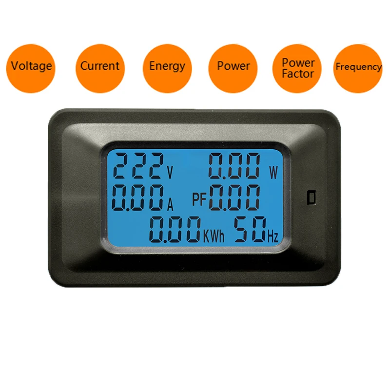 6 IN 1 Digital AC 20A 100A Voltage Energy Meter Voltmeter Ammeter Power Current Panel Watt Combo Indicator 110V 220V LCD