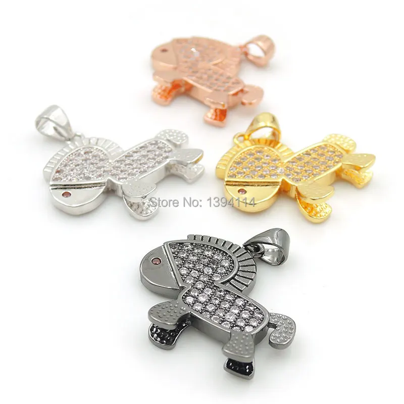 23*21*4mm Micro Pave Clear CZ Puppy Charm Fit For Women As Necklace Accessory