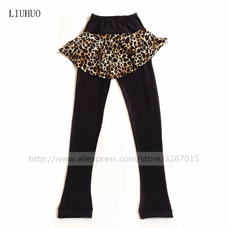 

LIUHUO Figure Ice Skating Pants Trousers Adult Child Training Tights Competition Dress Dance Fleece Kids Leopard Skirt Teens