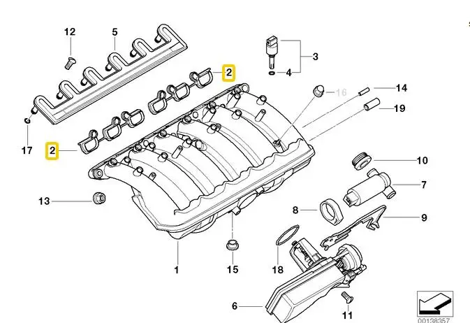 1 set Intake Manifold Gasket Set for BMW E36 E39 E46 E60 E85 11611436631