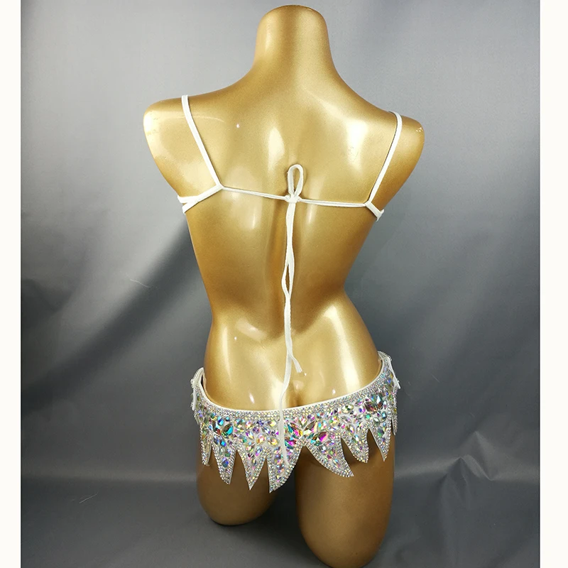 Samba Carnival Wire Bra & Belt 2pcs/Set Rainbow stones free shipping CB007