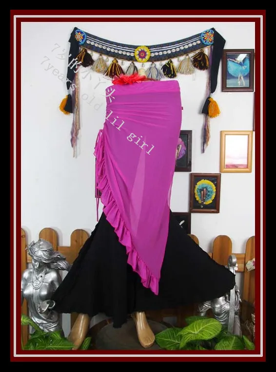 

Belly Dance Skirt Adult Transparent Thin Gothic Tribal Over With Ruffle BQ153 160