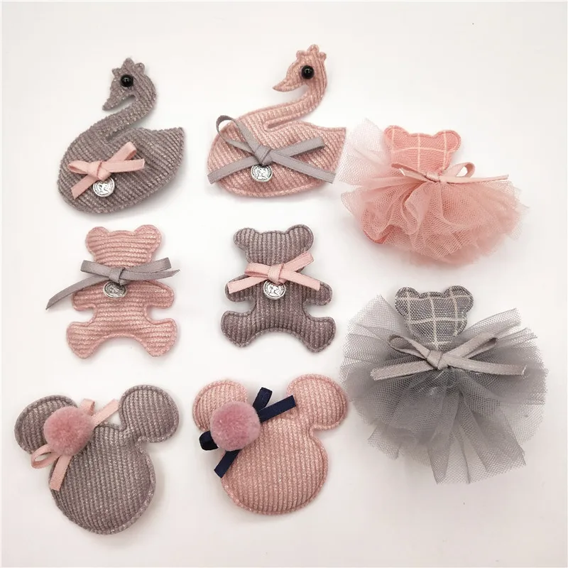 10pcs/lot Multi style Bear Padded Appliques for Children Headwear Hair clip Accessories and Garment Accessories