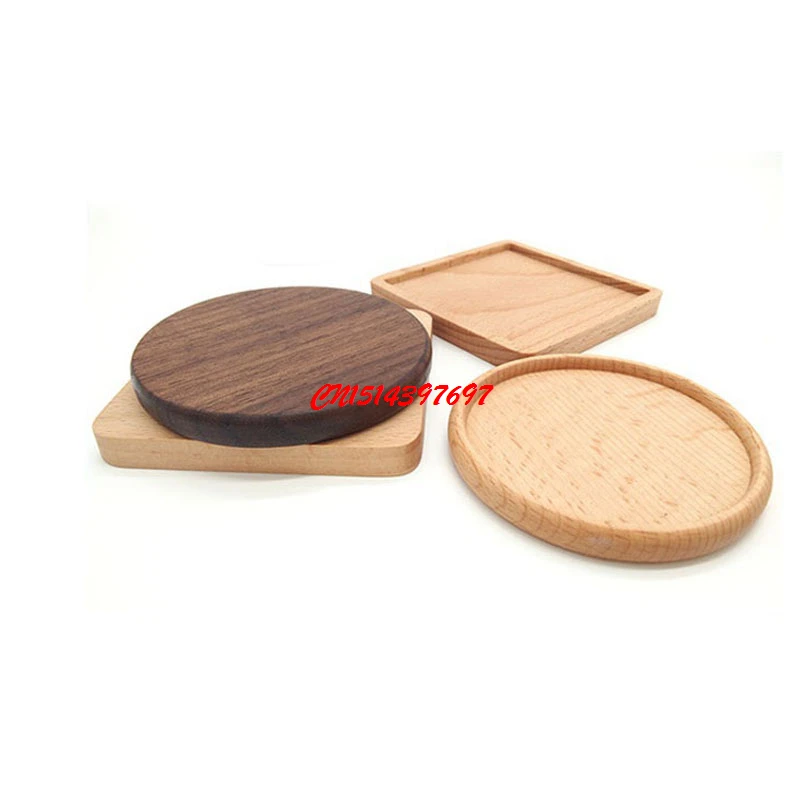 

300pcs Beech Walnut Wood Coasters Cup Coffee Tea Cup Pads Drinking Mats Teapot Drink Coaster For Home Decor Bar FF18070303