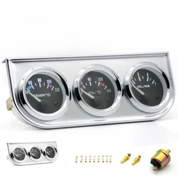 3 IN 1 Kit Gauges 52mm Water Temp Oil Pressure Oil Temp Gauges Chrome Housing With Sensor