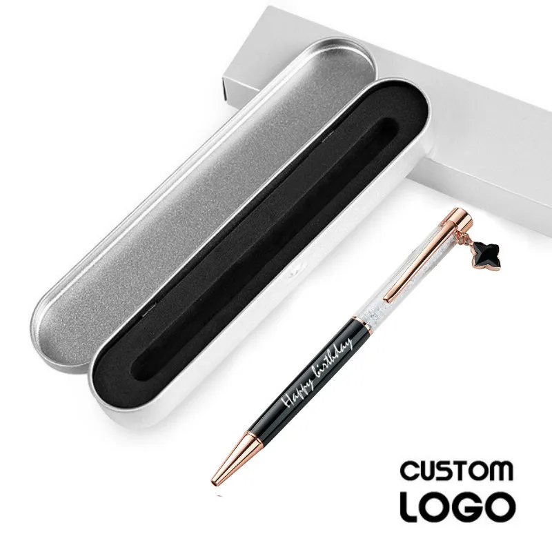 

New Star Pendant Metal Ballpoint Pen High-End Engraved Name Gel Pen Gift Custom Logo Pens With Pen Box Office School Stationery