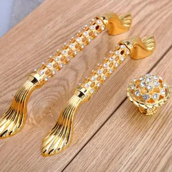 96 128mm modern fashion deluxe diamond kitchen cabinet dresser door handle gold crystal drawer tv cabinet cupboard knob handle