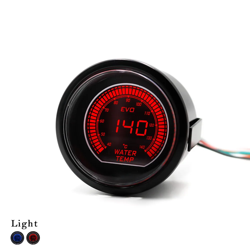 2inch 52mm Car EVO LCD Water temp gauge Red/Blue Water Temprature Gauge With Sensor 40-140 Celsius Car Meter