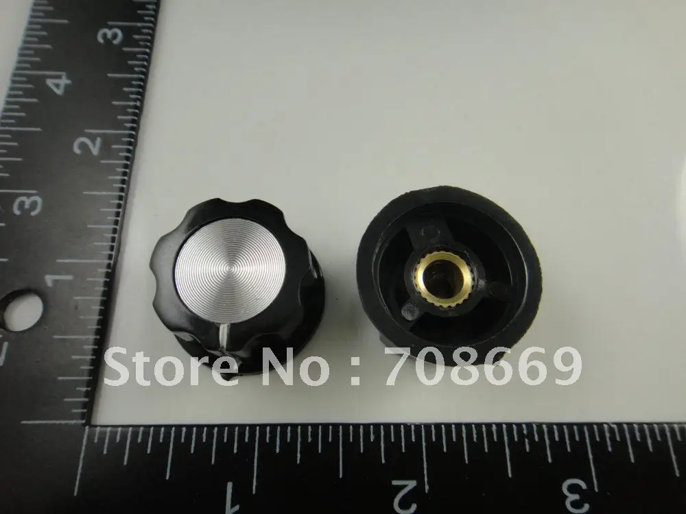 100pcs Skirted Knob A03 For Standard Pots Black D 27mm H 16mm Hole Diameter 6mm