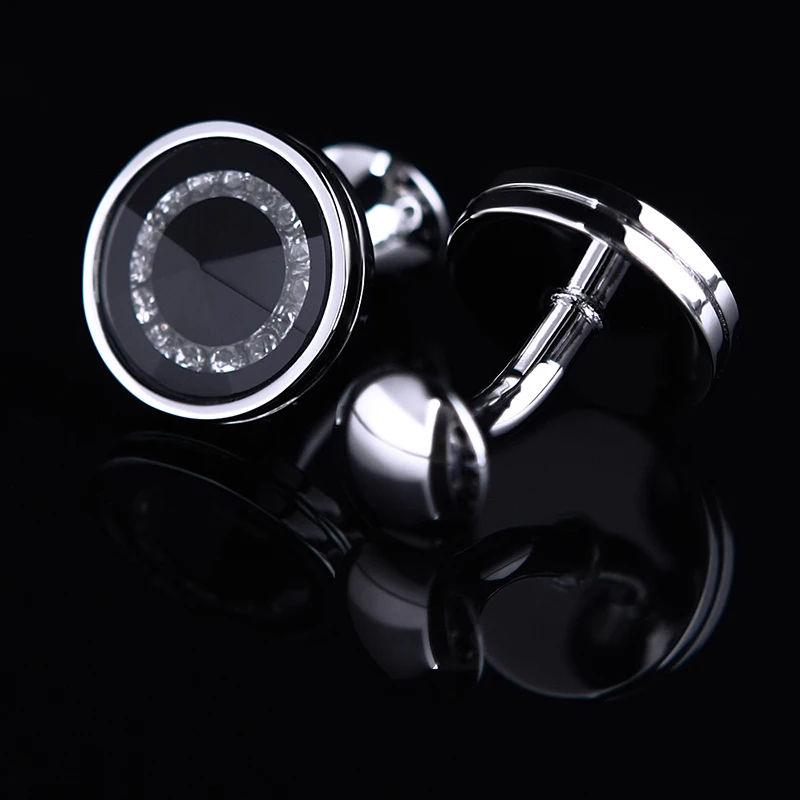 KFLK Jewelry shirt Black Fashion cufflink for mens Brand Crystal Cuff link Male Luxury Wedding Button High Quality guests