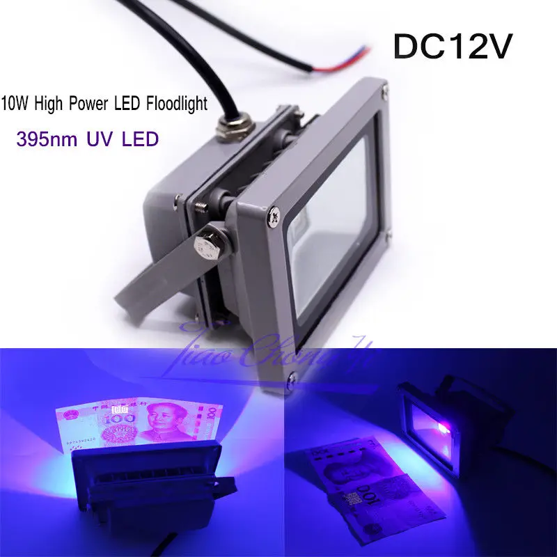 Outdoor 10W High Power LED Floodlight UV Light DC12V 395-400nm purple light