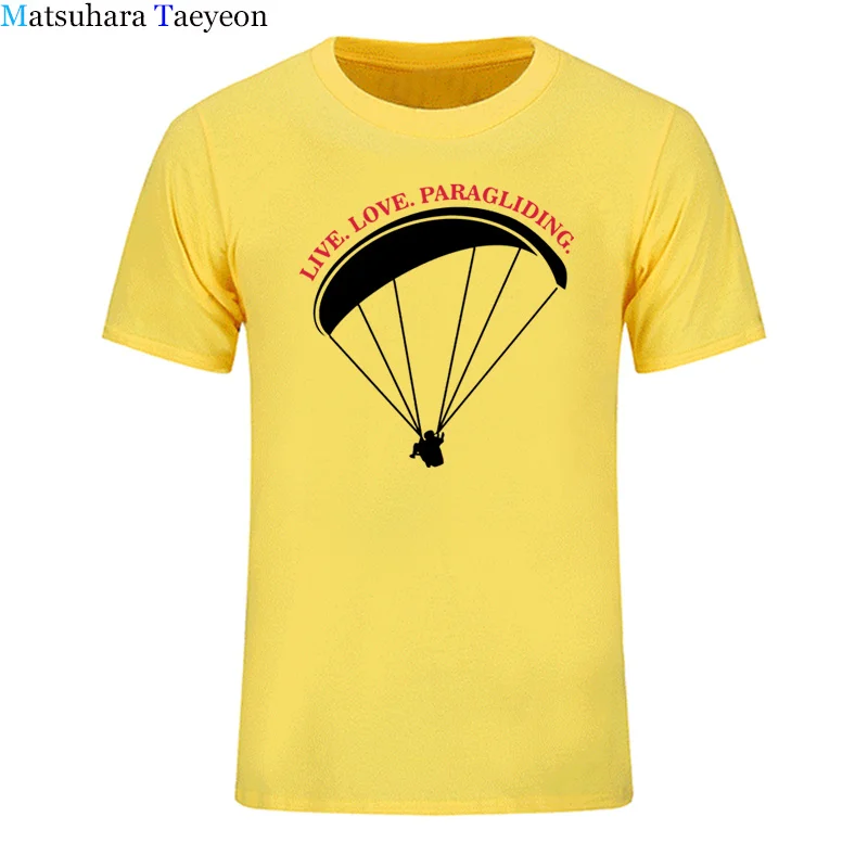 Summer Fashion Men Shirt quality cotton men t-shirt live love paragliding Short sleeve man t shirt tops Casual clothing