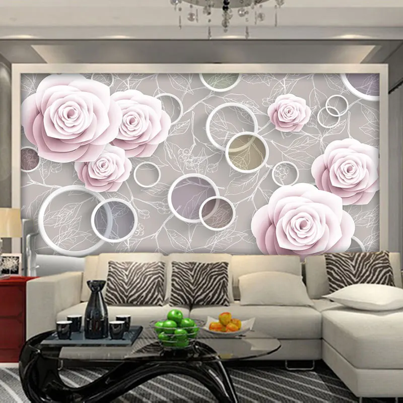 beibehang Customized Fresco Fresco 3D Large Simple Rose Bubble Theme Fresco Living Room Sofa Movie View Background 3d Wall paper