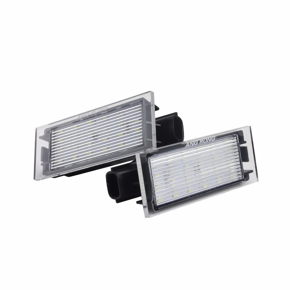 ANGRONG 2x LED License Number Plate Light White For Renault Espace Duster Logan Trafic Twingo Twizy Vel Satis  (CA235)
