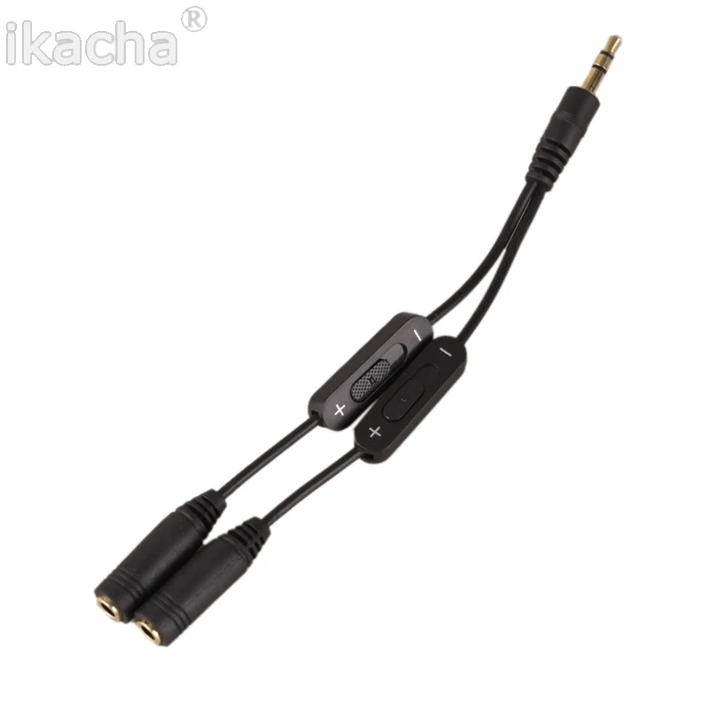 New Volume Control 3.5mm Plug Jack Headphone Audio Stereo Y Splitter Cord Cable With Phone Separate Cable High Quality