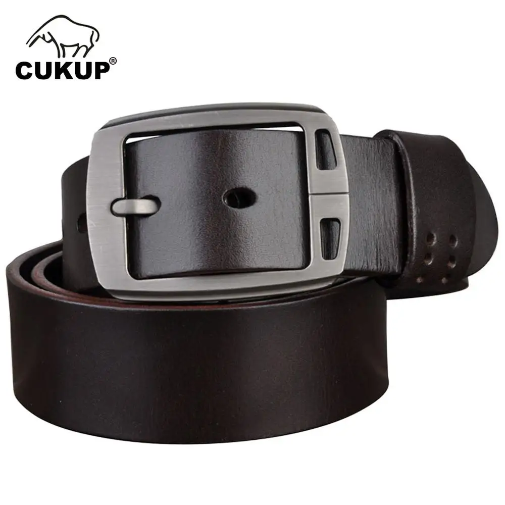 

CUKUP New Designer Quality Cow Skin Leather Male Belts Alloy Pin Buckle Metal Belt for Men Retro Styles Accessories 2022 NCK166