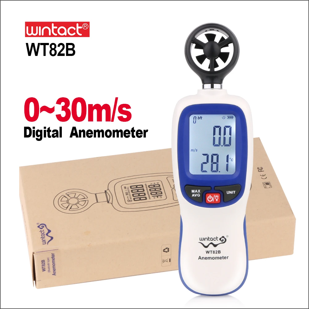 Imagem -02 - Medidor de Velocidade de Vento Wintacta Instrumento de Fluxo de ar Temperatura Display Lcd Tacômetro Automático Wt82 Wt82b