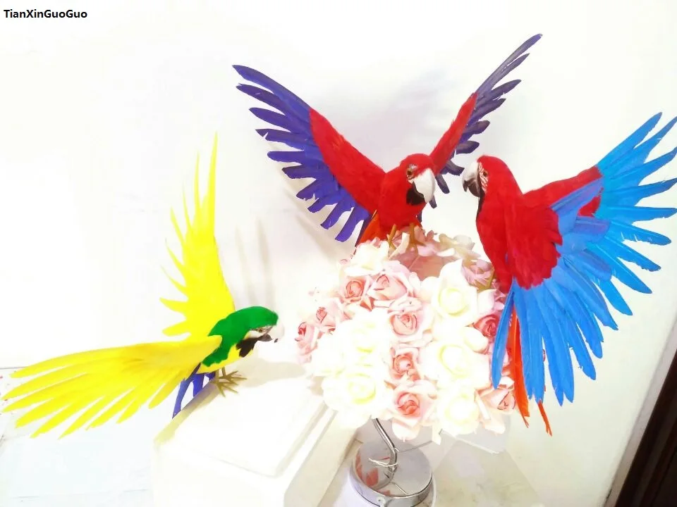 

large 35x50cm colourful feathers beautiful parrot spreading wings bird hard model,home garden decoration ornaments gift s1433