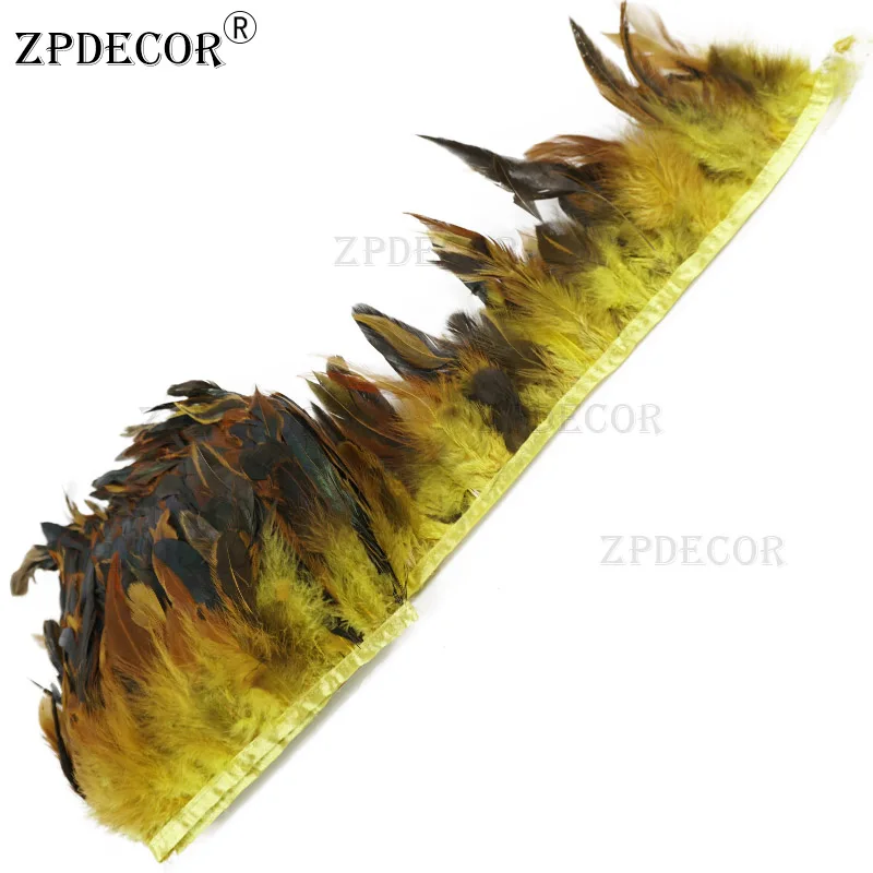 ZPDECOR Wholesale 10-15cm/10 Yard Per Pack Rooster Schlappen Feathers Trim