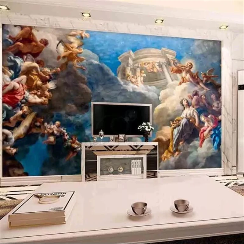 Custom wallpaper 3d photo mural European architecture oil painting character ceiling TV background wall living room wallpaper