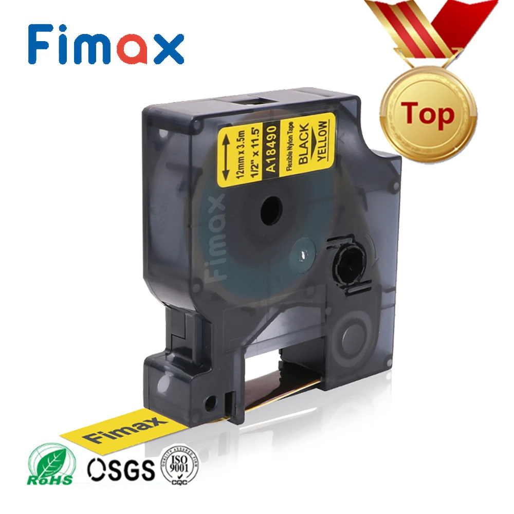 Fimax 1Pk 18490 18488 18489 18491 Compatible for Dymo Rhino Flexible Nylon Label Tape 1734524 DYMO RhinoPro IND Label Printersk