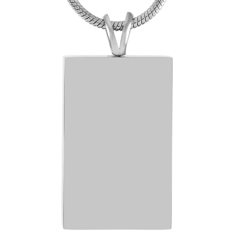 

IJD9464 High Polished 316L Stainless Steel Rectangle Shape Memorial Urn Jewelry Engravable Dog Tag Keepsake Cremation pendant