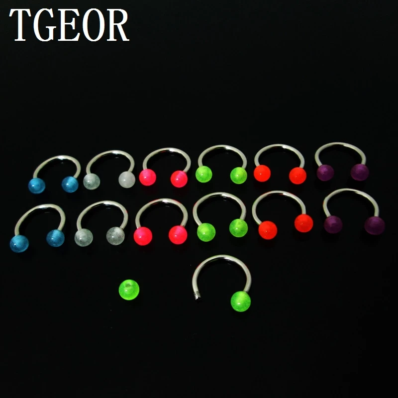 wholesale body jewelry 180pcs glow in the dark mixed styles steel shaft lip labret monroe eyebrow tongue barbell free shipping