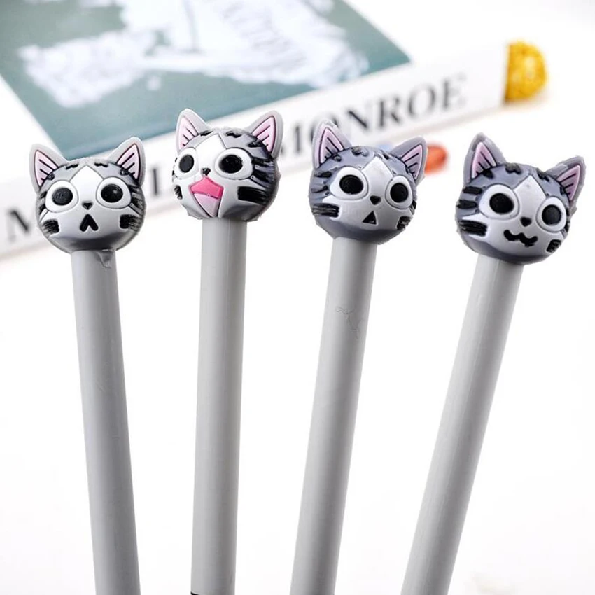 Cute Three-dimensional Expression Cat Neutral Pen Ball Point Pen School Signature Pen Creative Pen 0.38mm Black Gel Pen