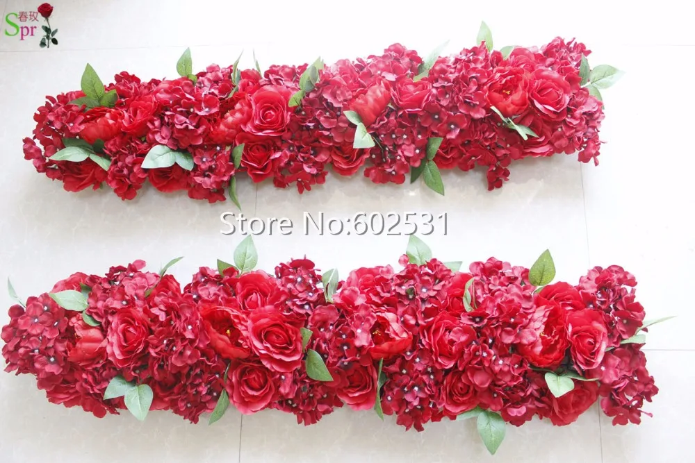 SPR Red wedding arch table runner flower wall stage backdrop decorative wholesale artificial flower table centerpiece 10pcs/lot