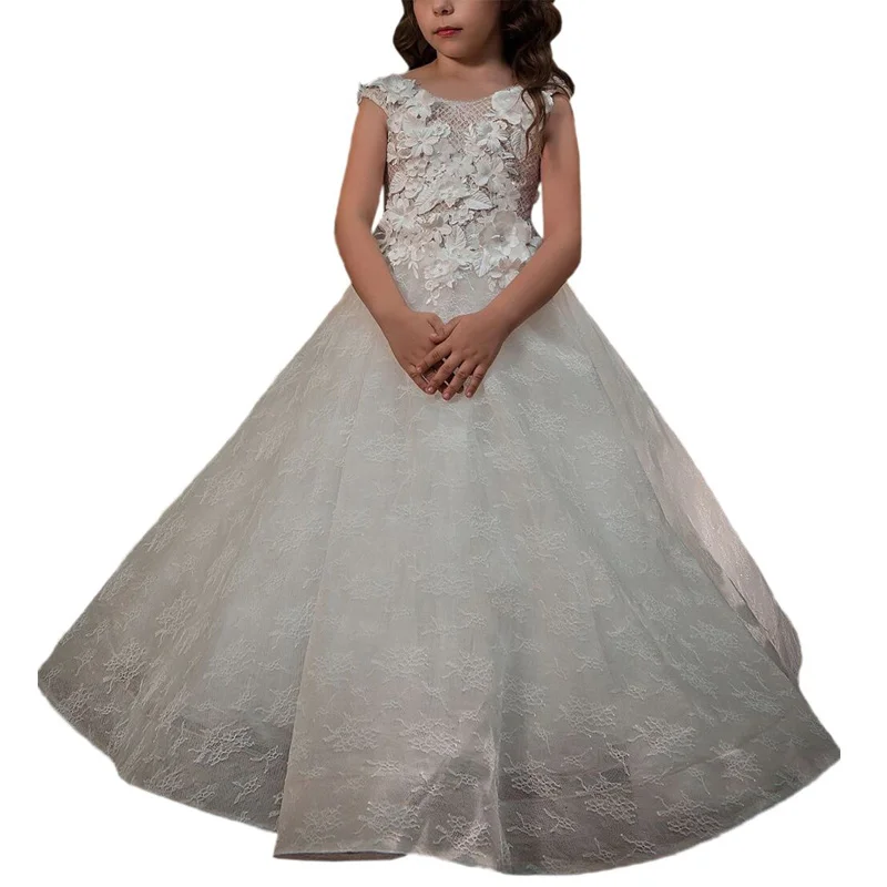 

Fancy ball gown dresses for little girls pageant dresses 2021 first communion dresses white lace flower girls dresses 2-12 years