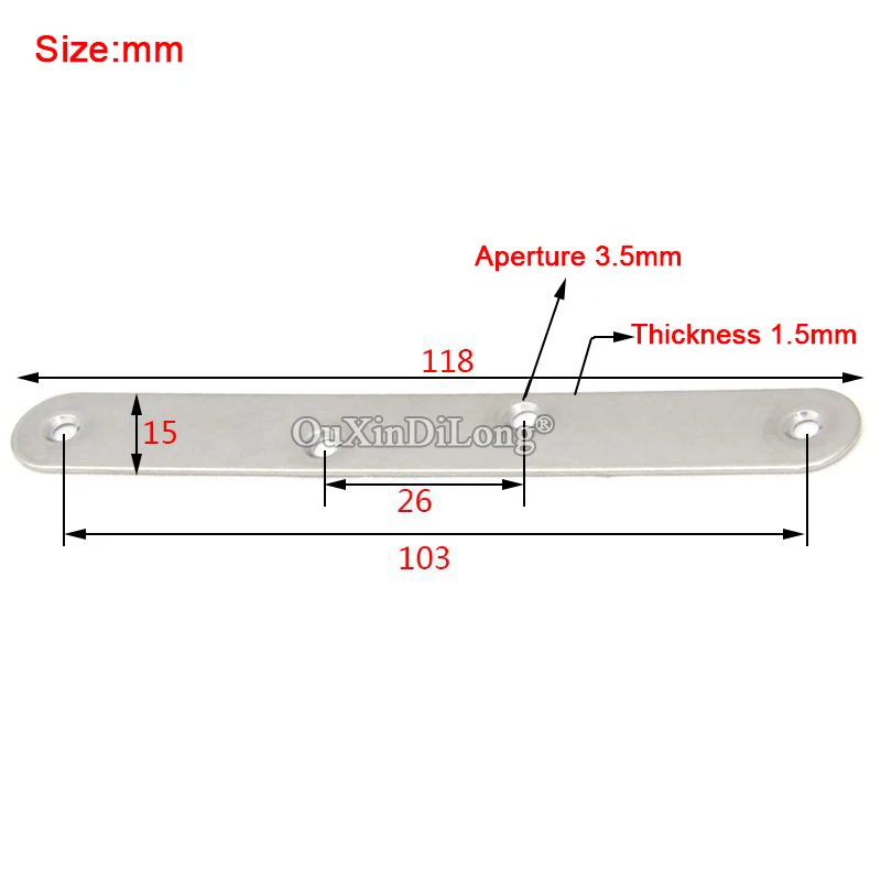 100PCS Stainless Steel Flat Straight Corner Braces 15X118 Furniture Splicing Fixed Brackets Board Frame Shelf Connecting Fitting