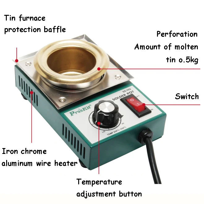 SS-552H Environmentally Tin Furnace Lead-free Adjustable Temperature Titanium Plating Soldering Furnace Dip Soldering Furnace