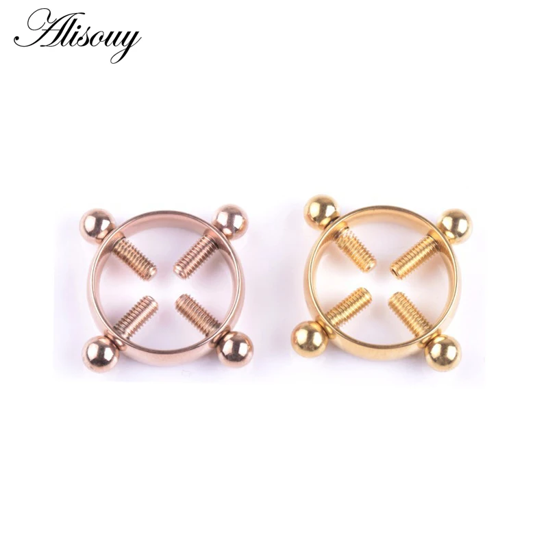 Alisouy 1PC 316L Surgical Stainless Steel Round Non-Piercing Nipple Ring Shield Nickel-free Fake Body Piercing Jewelry