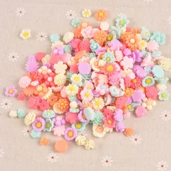 50PCS multicolor Flower flatback Resin Cabochons Scrapbook Craft 7-13mm DIY Embellishments decor Headwear accessories CP1977