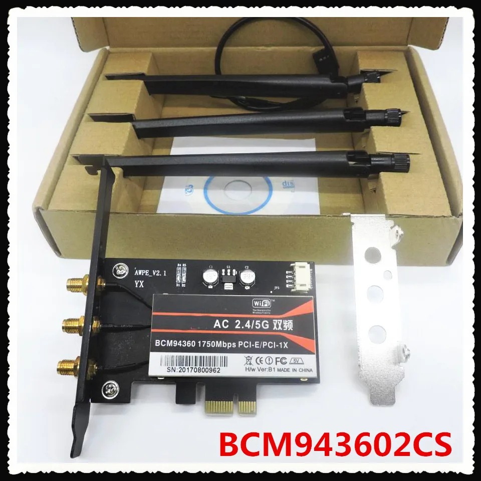 

BCM943602CS 1300Mbps Dual Band 802.11AC Desktop PCI-E Wireless Card PC wifi Adapter Bluetooth 4.1