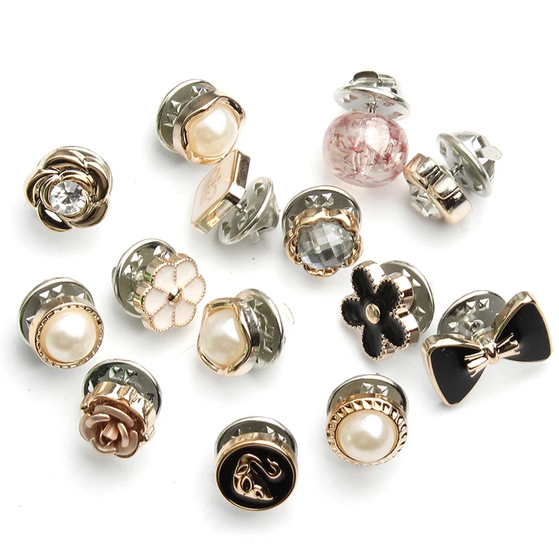 10Pcs/set 18 color pearl button combination button shirt anti-lighting small button brooch buckle nail decorative button C084