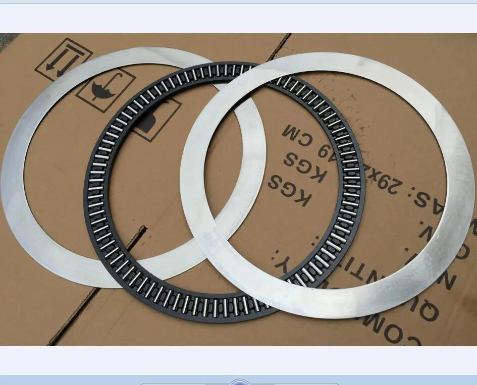 

Thrust Needle Roller Bearing With Two Washers AXK293350 SIZE:ID=293mm, OD= 350mm, thickness=10MM,293*350*10 MM