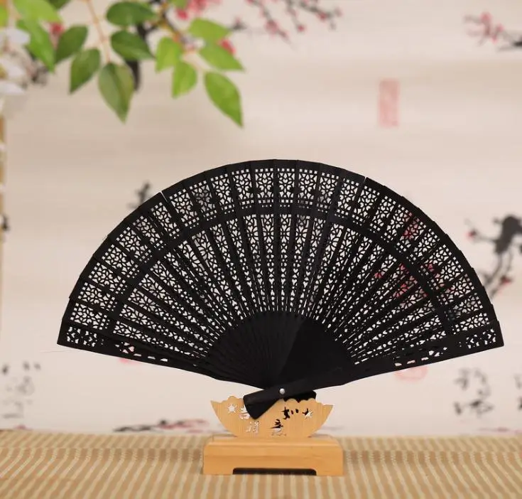 (300 pieces/lot) New wedding fans Chinese solid color sandalwood fans Fancy party favors 8 inches 7 colors available SN399