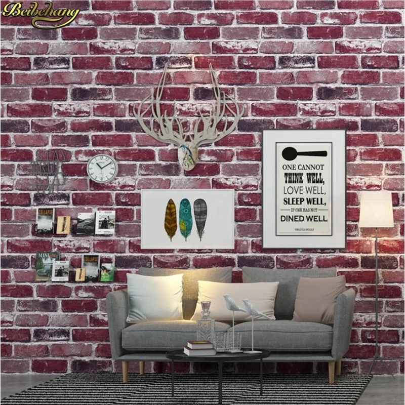 beibehang Retro nostalgic 3d imitation brick pattern brick brick wallpaper cafe bar red brick papel de parede background