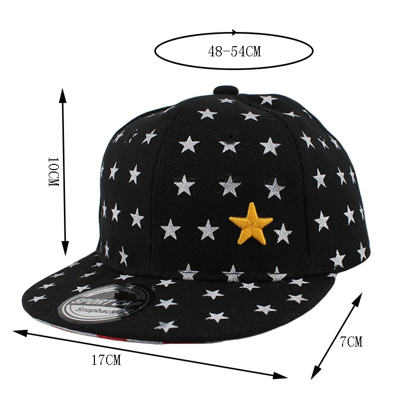 New Fashion Children Baseball Caps Boys Star Cap Adjustable Floral 4 Colors Black Summer Hat Outdoor Girl Kids Snapback Sale