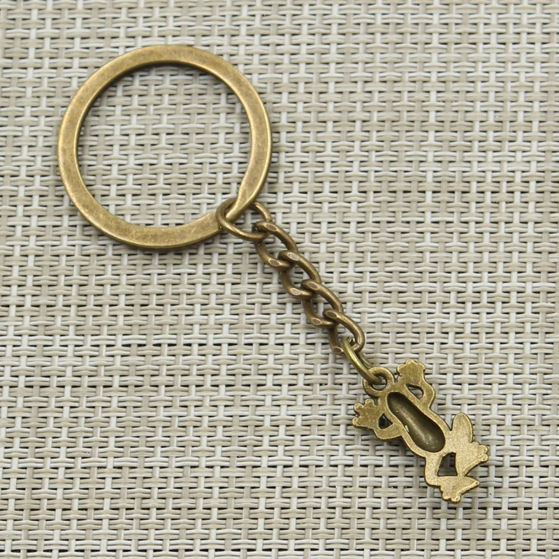 Fashion 3cm Key Ring Metal Key Chain Keychain Jewelry Antique Bronze Silver Color Plated Frog 21x12mm Pendant