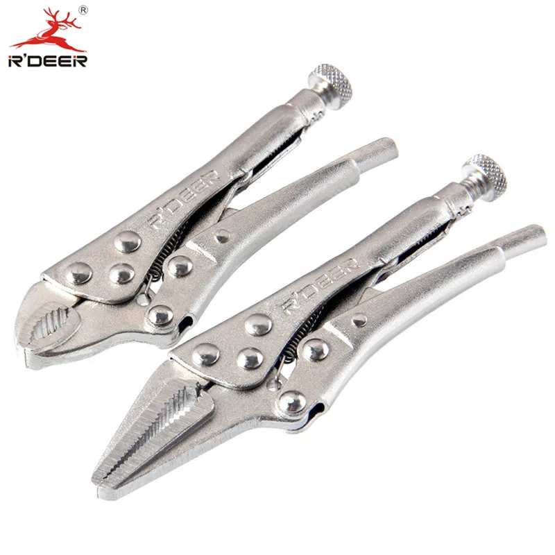 

RDEER 2Pcs Set Mini Locking Pliers 5''/125mm Long Nose And Gourd Mouth Pliers Multifunction Durable Hand Tools