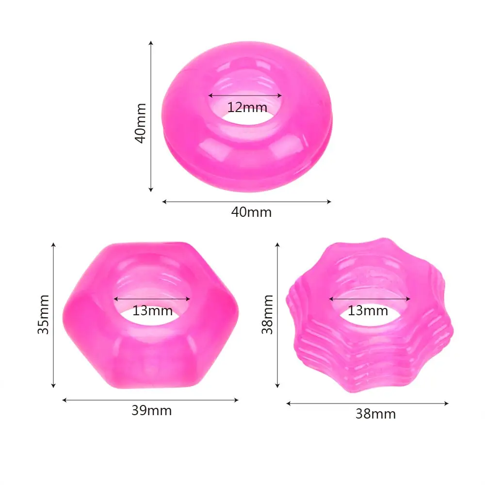 3pcs Set Jelly Penis Rings For Men Cock Extender Enlargement Male Masturbator Medical Delay Ejaculation Sex Toys Adult Couple