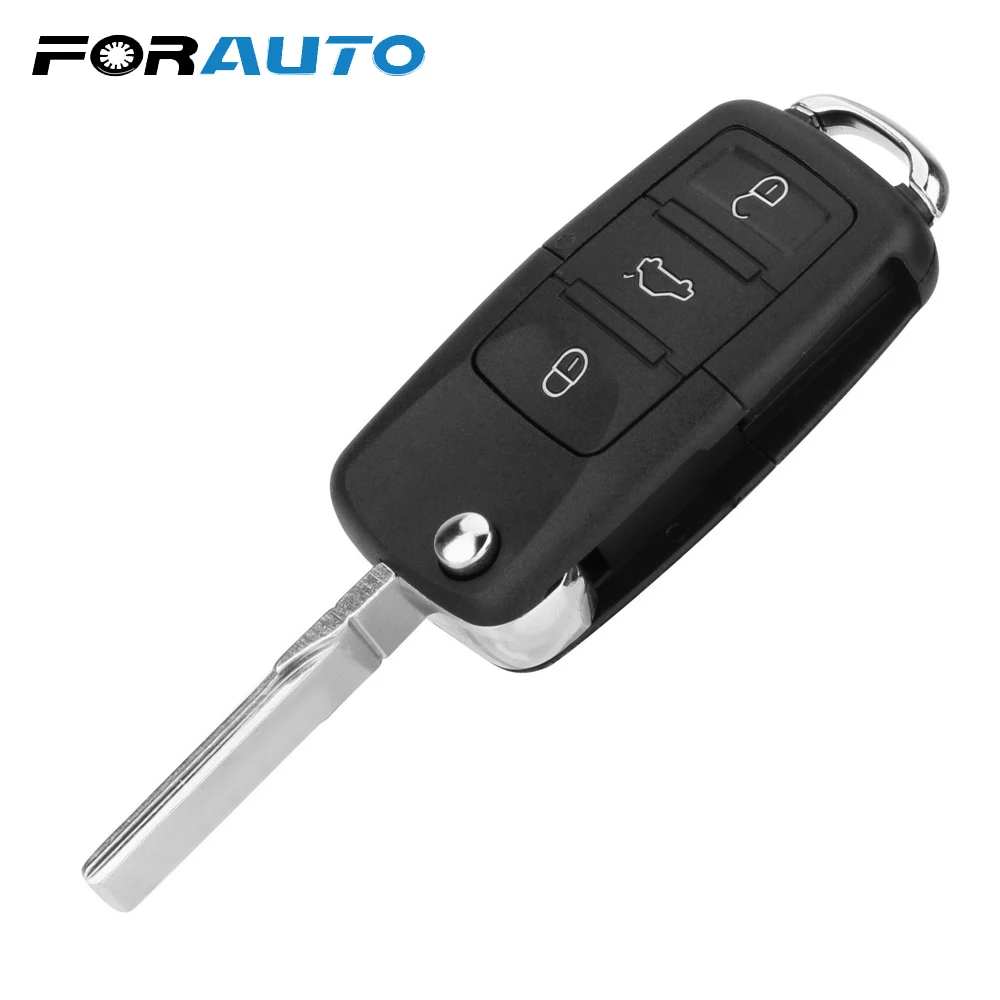 FORAUTO Remote Flip Folding Key Shell Car Key Key Case Cover 3 Buttons for WV Golf Touran Tiguan B5 Replacement Car Styling