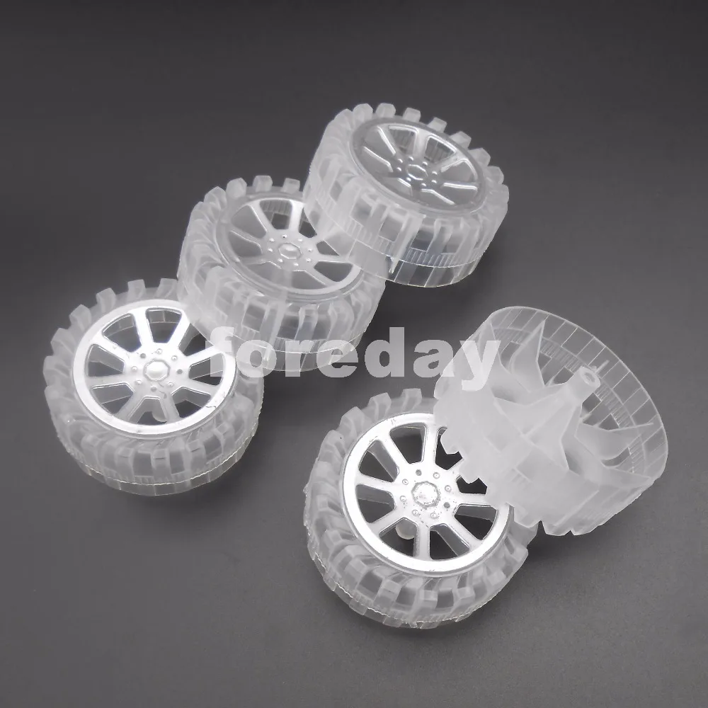 NEW 10PCS Transparent Plastic Tire Wheel RC Model Toy Car Semi Dia.= 55mm for 2.5mm axle 1LOT=10PC *FD459X10