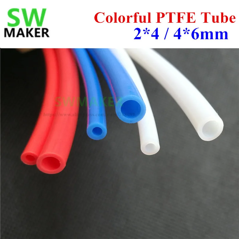 

1meter Blue Red colorful PTFE Tube PiPe 1.75mm/3mm 2*4mm 4*6mm For RepRap Rostock J-head Hotend Bowden Extruder 3D Printer Parts