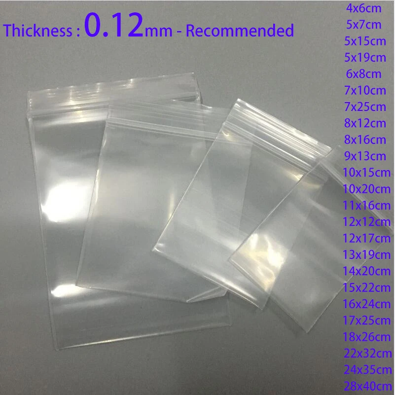 Transparent Zip Lock Plastic Bags Zipper Sealing Zipped Lock Resealable Poly Bag Reclosable Ziplock Clear Bag Jewelry Packaging